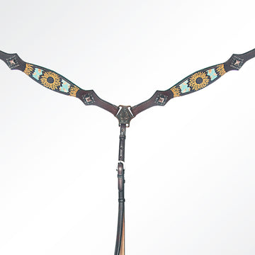 AMERICAN DARLING Western Horse One Ear Headstall Breast Collar Set Leather